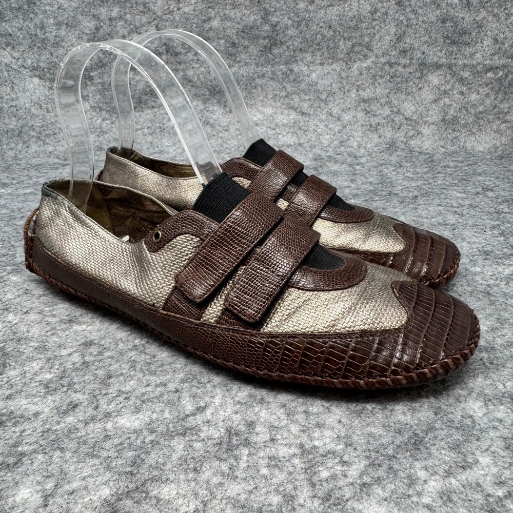 Taryn Rose Daring Flat Moccasin Shoes Womens size 7 Metallic Mary Jane Brown